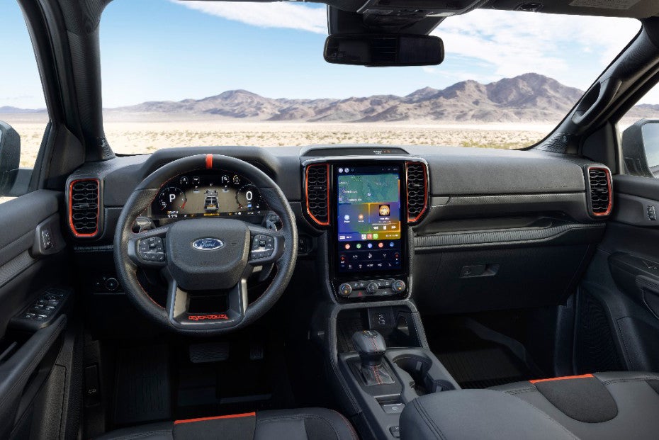 Interior view of a Ford Ranger Raptor