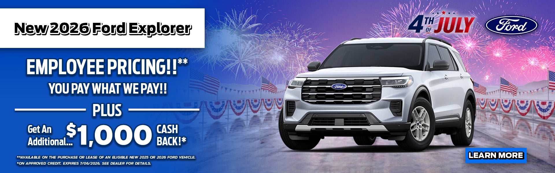 2026 Ford Explorer Employee Pricing Offer Desktop